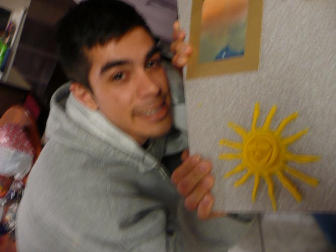 Alonzo and his playdough sun. 